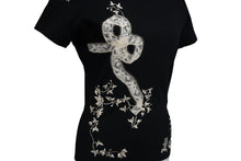 画像をギャラリービューアに読み込む, 極美品 JOHN GALLIANO ジョンガリアーノ 半袖Ｔシャツ トップス リボン刺繍 レース 3A12051197 コットン ブラック S 中古 55127