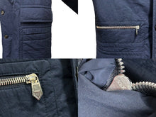 Load image into Gallery viewer, 新品未使用 HERMES エルメス コート ジャケット PT9608 中綿 ネイビー ナイロン コットン シルバー金具 サイズ50 中古 55155