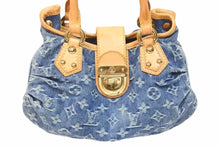 画像をギャラリービューアに読み込む, LouisVuitton ルイヴィトン プリーティ ハンドバッグ M95020 モノグラムデニム レザー ブルー ブラウン ゴールド 美品 中古 55231