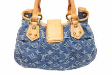 画像をギャラリービューアに読み込む, LouisVuitton ルイヴィトン プリーティ ハンドバッグ M95020 モノグラムデニム レザー ブルー ブラウン ゴールド 美品 中古 55231