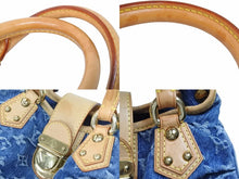 画像をギャラリービューアに読み込む, LouisVuitton ルイヴィトン プリーティ ハンドバッグ M95020 モノグラムデニム レザー ブルー ブラウン ゴールド 美品 中古 55231