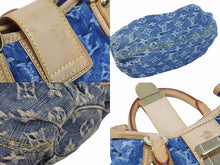 画像をギャラリービューアに読み込む, LouisVuitton ルイヴィトン プリーティ ハンドバッグ M95020 モノグラムデニム レザー ブルー ブラウン ゴールド 美品 中古 55231
