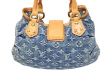 画像をギャラリービューアに読み込む, LouisVuitton ルイヴィトン プリーティ ハンドバッグ M95020 モノグラムデニム レザー ブルー ブラウン ゴールド 中古 55232