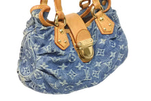 画像をギャラリービューアに読み込む, LouisVuitton ルイヴィトン プリーティ ハンドバッグ M95020 モノグラムデニム レザー ブルー ブラウン ゴールド 中古 55232