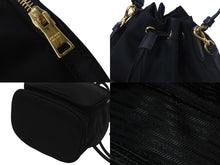 Load image into Gallery viewer, 極美品 PRADA プラダ 巾着 ナイロン 2WAY ショルダーバッグ ゴールド金具 トライアングルロゴ レザー 鞄 中古 55236