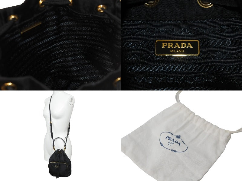 極美品 PRADA プラダ 巾着 ナイロン 2WAY ショルダーバッグ ゴールド