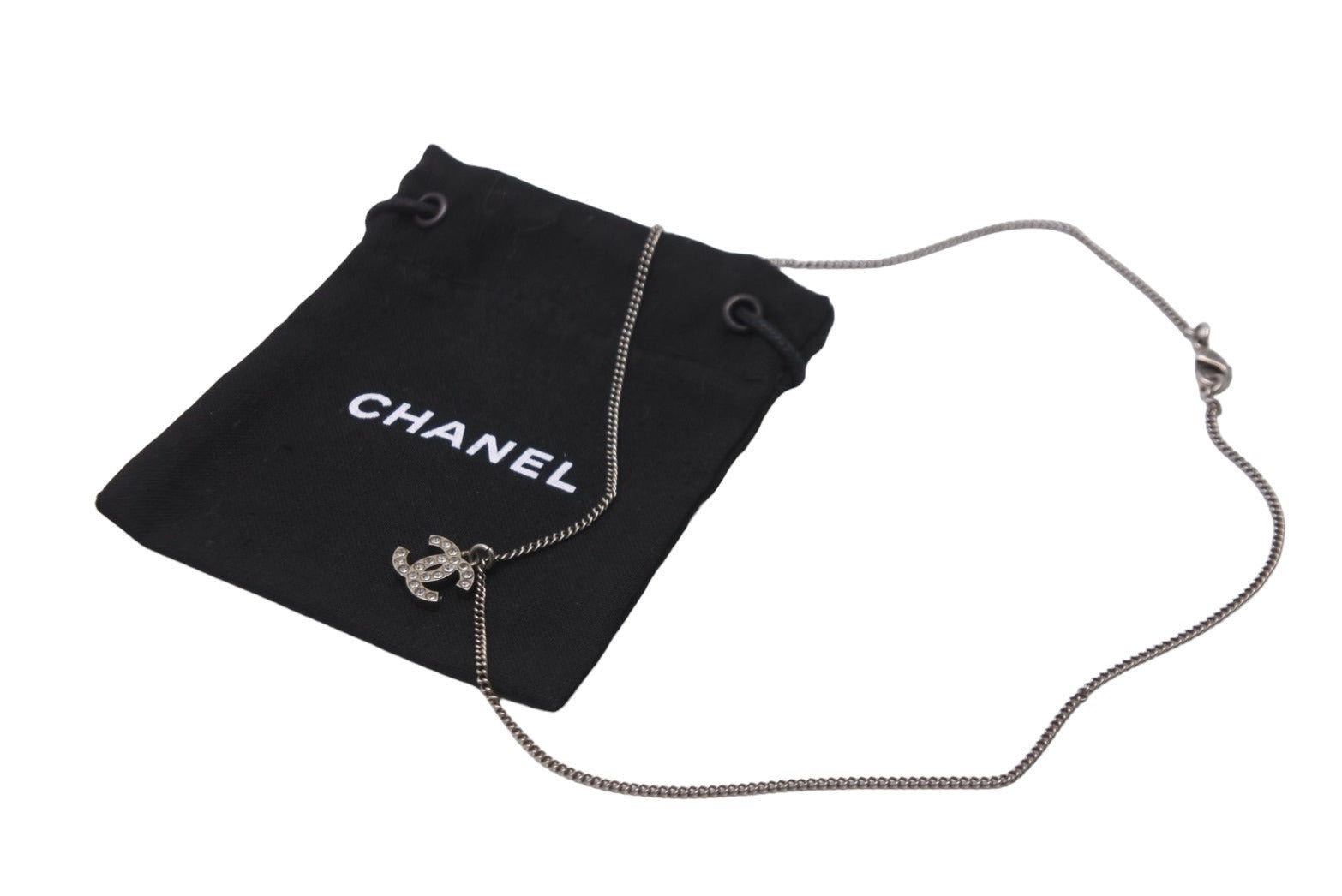 CHANEL シャネル ネックレス チョーカー ココマーク ラインストーン シルバー チェーン P13V 美品 中古 55253 – Casanova  Vintage