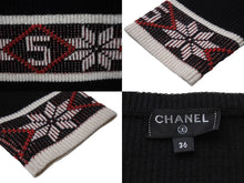 Load image into Gallery viewer, 極美品 CHANEL シャネル ノルディック柄 19AW 長袖ニットワンピース size36 P62575K48044 ブラック レッド ホワイト 中古 55266