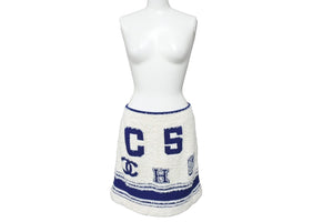 極美品 CHANEL シャネル スカート ココマーク ニットスカート P61005K46380 サイズ34 ホワイト ブルー 中古 55298 –  Casanova Vintage