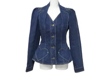 画像をギャラリービューアに読み込む, Christian Dior クリスチャンディオール デニムハートジャケット フレア ジョンガリアーノ 5A12022181 コットン 38 美品 中古 55300
