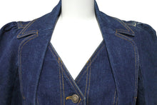 画像をギャラリービューアに読み込む, Christian Dior クリスチャンディオール デニムハートジャケット フレア ジョンガリアーノ 5A12022181 コットン 38 美品 中古 55300