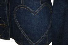 画像をギャラリービューアに読み込む, Christian Dior クリスチャンディオール デニムハートジャケット フレア ジョンガリアーノ 5A12022181 コットン 38 美品 中古 55300