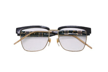 画像をギャラリービューアに読み込む, GUCCI グッチ サングラス メガネ マテリアルミックス スクエア型 52□16 プラスチック ブラック ゴールド 美品 中古 55310