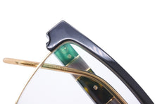 画像をギャラリービューアに読み込む, GUCCI グッチ サングラス メガネ マテリアルミックス スクエア型 52□16 プラスチック ブラック ゴールド 美品 中古 55310