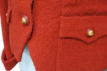 画像をギャラリービューアに読み込む, CHANEL シャネル ジャケット ショート丈 ココマークボタン PO2075VO2872 1993年秋 レッド ゴールド金具 38 美品 中古 55316