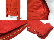 画像をギャラリービューアに読み込む, CHANEL シャネル ジャケット ショート丈 ココマークボタン PO2075VO2872 1993年秋 レッド ゴールド金具 38 美品 中古 55316