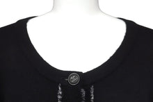 画像をギャラリービューアに読み込む, CHANEL シャネル カーディガン ココマークボタン P42011W04956 タグ無し カシミヤ ニット ブラック ホワイト 美品 中古 55319