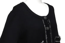 画像をギャラリービューアに読み込む, CHANEL シャネル カーディガン ココマークボタン P42011W04956 タグ無し カシミヤ ニット ブラック ホワイト 美品 中古 55319