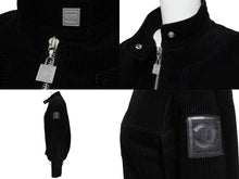 画像をギャラリービューアに読み込む, CHANEL シャネル ジャケット スポーツライン 03A ココマーク コーデュロイ ブラック 34 P21678W03188 シルバー金具 美品 中古 55321