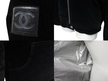 画像をギャラリービューアに読み込む, CHANEL シャネル ジャケット スポーツライン 03A ココマーク コーデュロイ ブラック 34 P21678W03188 シルバー金具 美品 中古 55321