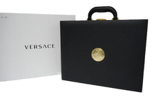 画像をギャラリービューアに読み込む, 新品同様 VERSACE ヴェルサーチ デューサ 時計ケース ウォッチケース 収納 25本 ブラック 木 合皮 ゴールド金具 中古 55333