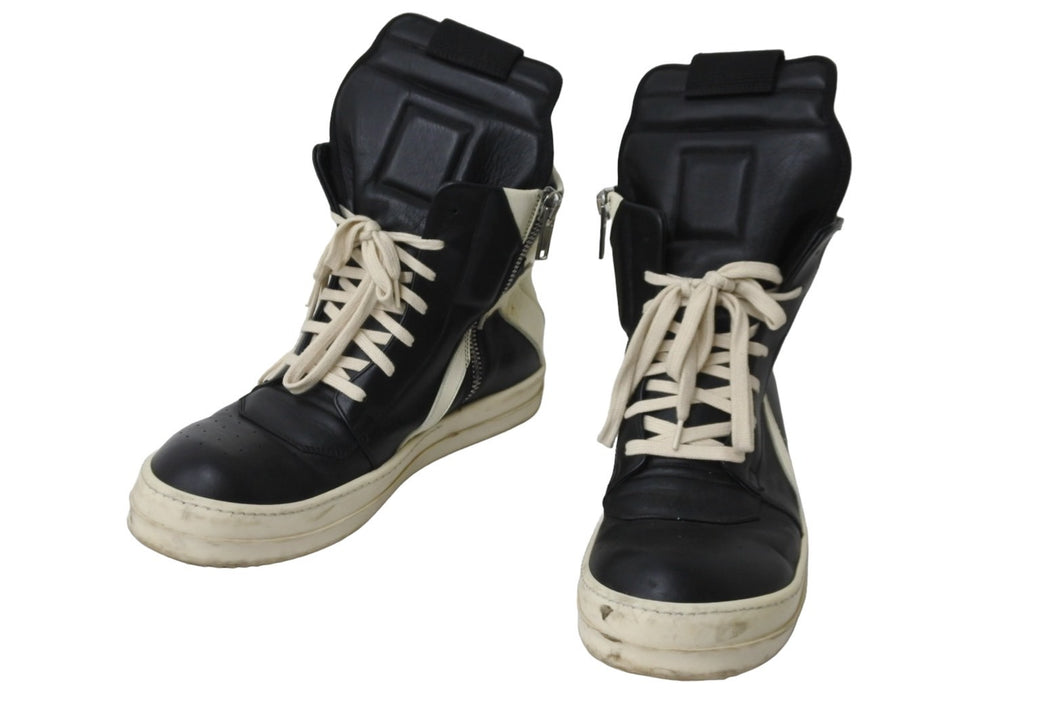 Rick Owens リックオウエンス ジオバスケット ハイカット スニーカー E17 2670 ブラック ホワイト 43 1/2 良品 中古 55334