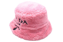 画像をギャラリービューアに読み込む, 極美品 PRADA プラダ バケットハット エンブロイダリーロゴテリークロス 刺繍 1HC1372DXO ポリエステル ピンク M 中古 55347