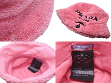 画像をギャラリービューアに読み込む, 極美品 PRADA プラダ バケットハット エンブロイダリーロゴテリークロス 刺繍 1HC1372DXO ポリエステル ピンク M 中古 55347
