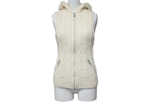 Load image into Gallery viewer, CHROME HEARTS クロムハーツ ダガージップ ニットベスト フード ホワイト シルバー925 カシミヤ サイズS 美品 中古 55352