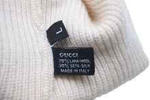 画像をギャラリービューアに読み込む, GUCCI グッチ ニット ニット帽 ニットキャップ ビーニー ウール ローゲージ ウェビングライン サイズ L 美品 中古 55356
