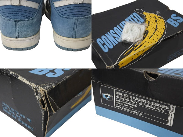 Consolidated Banana Sneakers 2005 Black Blue White Suede Shoes 9.5 Used 55378