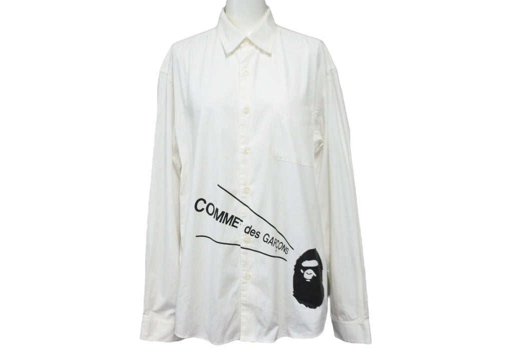 A BATHING APE アベイシングエイプ COMME des GARÇONS コムデギャルソン 長袖シャツ ホワイト 001SHG721909X 良品 中古 55392