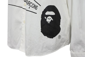 A BATHING APE アベイシングエイプ COMME des GARÇONS コムデギャルソン 長袖シャツ ホワイト 001SHG721909X 良品 中古 55392