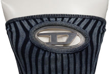 画像をギャラリービューアに読み込む, DIESEL ディーゼル M-Clarksville チューブトップ ロゴ プレート ニット ブルー 青 シルバー金具 A05770 サイズXS 美品 中古 55394
