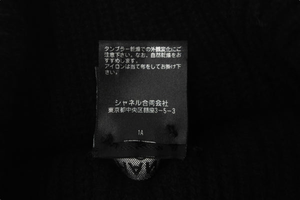 極美品 CHANEL シャネル ニットキャップ ニット帽 帽子 ユニセックス ロゴ パール カシミヤ ブラック 中古 55782