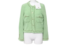 画像をギャラリービューアに読み込む, 新品未使用 CHANEL シャネル ジャケット チェーン ココマークボタン ノーカラー グリーン サイズ34 P62893K48463 中古 55419