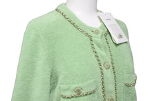 画像をギャラリービューアに読み込む, 新品未使用 CHANEL シャネル ジャケット チェーン ココマークボタン ノーカラー グリーン サイズ34 P62893K48463 中古 55419