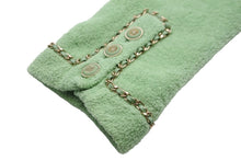 画像をギャラリービューアに読み込む, 新品未使用 CHANEL シャネル ジャケット チェーン ココマークボタン ノーカラー グリーン サイズ34 P62893K48463 中古 55419