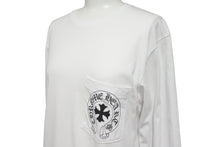 画像をギャラリービューアに読み込む, CHROME HEARTS クロムハーツ 長袖Ｔシャツ カットソー ロゴ入り ホワイト ブラック コットン サイズS 美品 中古 55426