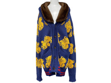 画像をギャラリービューアに読み込む, GUCCI グッチ カーディガン テディベア ジャカード ネイビー ウール 439694 X5F50 サイズS 美品 中古 55431