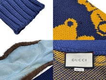 画像をギャラリービューアに読み込む, GUCCI グッチ カーディガン テディベア ジャカード ネイビー ウール 439694 X5F50 サイズS 美品 中古 55431