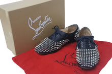 Load image into Gallery viewer, Christian Louboutin クリスチャンルブタン FREDDY MAN FLAT NAPPA 革靴 シルバー ブラック サイズ 38 1130448 良品 中古 55441