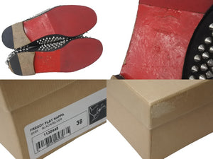 Christian Louboutin クリスチャンルブタン FREDDY MAN FLAT NAPPA 革靴 シルバー ブラック サイズ 38 1130448 良品 中古 55441