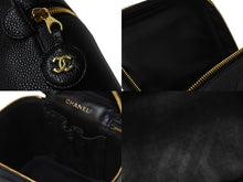 画像をギャラリービューアに読み込む, CHANEL シャネル ハンドバッグ 縦長バニティバック ココマーク キャビアスキン 6番台 ブラック ゴールド金具 美品 中古 55455