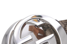 画像をギャラリービューアに読み込む, GUCCI グッチ ベルト バックル Gバックル GGスプリームキャンバス メンズベルト ベージュ ダークブラウン 411924 美品 中古 55494