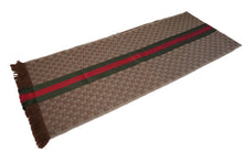 画像をギャラリービューアに読み込む, GUCCI グッチ マフラー ショール GG柄 シェリーライン ブラウン グリーン レッド 47351・4G704・2766 良品 中古 55526