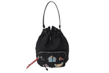 Load image into Gallery viewer, PRADA プラダ ハンドバッグ ロボ パッチ 2WAYショルダーバッグ 1BH097 ナイロン ブラック シルバー金具 美品 中古 55545