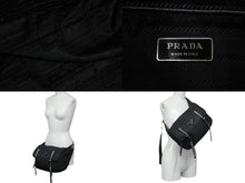 Load image into Gallery viewer, PRADA プラダ ナイロン スタッズ ショルダーバッグ ブラック トライアングルロゴ シルバー金具 黒 レザー 中古 55554