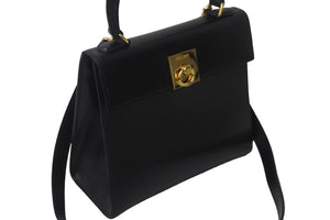 CELINE セリーヌ ケリー ハンドバッグ ショルダーバッグ 2way ブラック レザー カーフ ゴールド金具 中古 55577