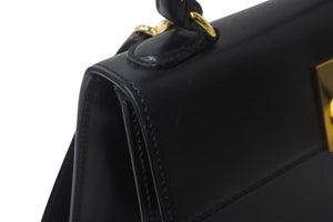 CELINE セリーヌ ケリー ハンドバッグ ショルダーバッグ 2way ブラック レザー カーフ ゴールド金具 中古 55577